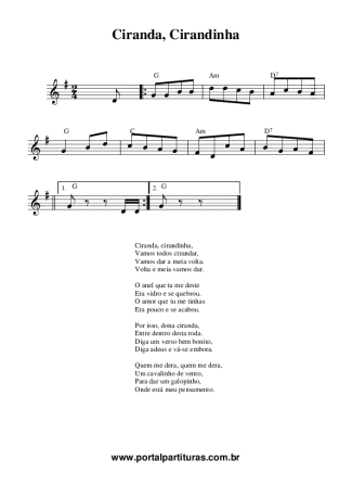 Songs for Children (Temas Infantis) Ciranda, Cirandinha score for Keyboard