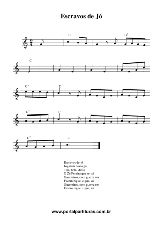 Songs for Children (Temas Infantis) Escravos de Jó score for Keyboard