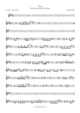 Spandau Ballet  score for Tenor Saxophone Soprano (Bb)