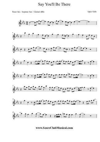 Spice Girls Say You´ll Be There score for Clarinet (Bb)