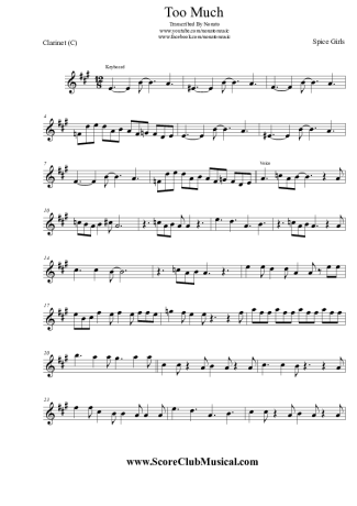 Spice Girls  score for Clarinet (C)