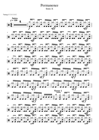 Static X  score for Drums