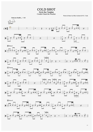 Stevie Ray Vaughan Cold Shot score for Drums