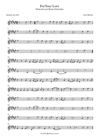 Stevie Wonder For Your Love score for Alto Saxophone