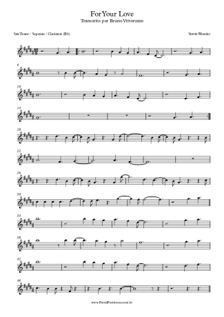 Stevie Wonder For Your Love score for Tenor Saxophone Soprano (Bb)