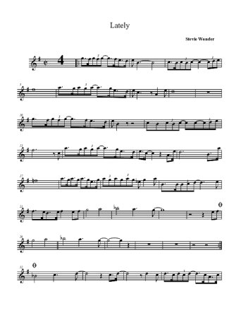 Stevie Wonder Lately score for Tenor Saxophone Soprano (Bb)