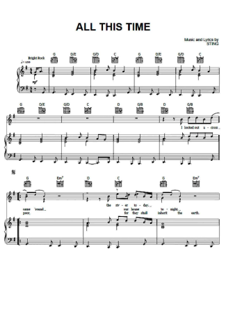 Sting All This Time score for Piano