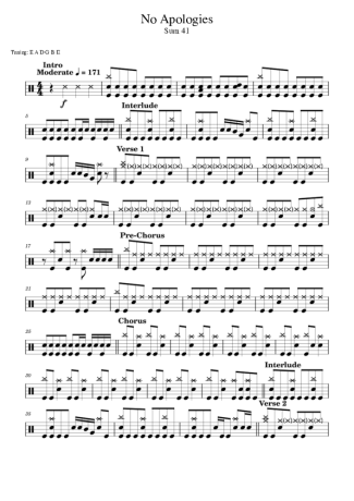 Sum 41 No Apologies score for Drums