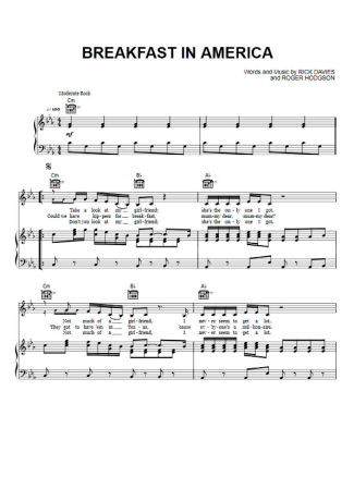 Supertramp  score for Piano