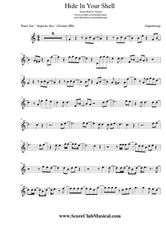 Supertramp Hide In Your Shell score for Clarinet (Bb)