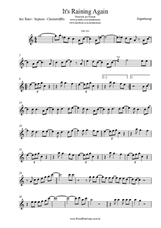 Supertramp It´s Raining Again score for Clarinet (Bb)