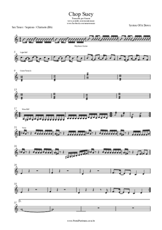 System Of A Down Chop Suey score for Clarinet (Bb)