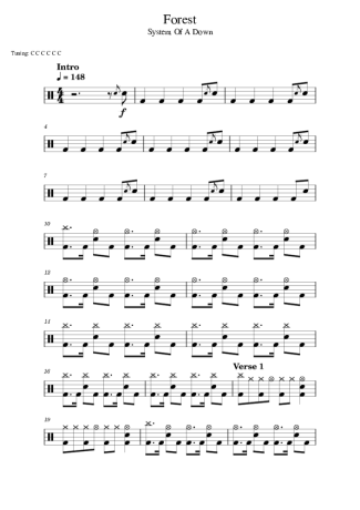 System Of A Down Forest score for Drums