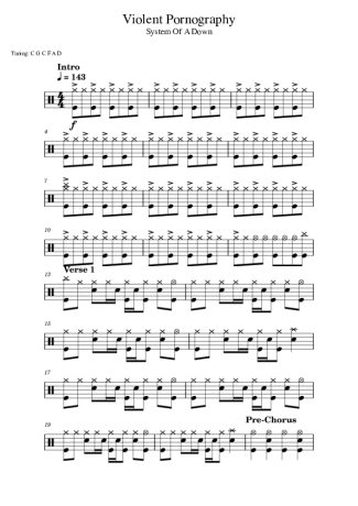 System Of A Down Violent Pornography score for Drums