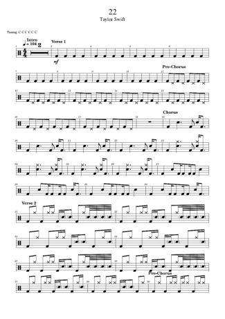 Taylor Swift  score for Drums