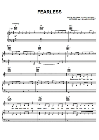 Taylor Swift Fearless score for Piano