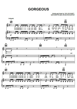 Taylor Swift  score for Piano