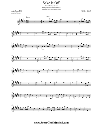 Taylor Swift  score for Alto Saxophone