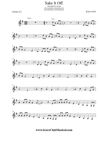 Taylor Swift Shake It Off score for Clarinet (C)
