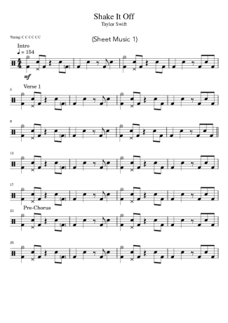 Taylor Swift Shake It Off score for Drums