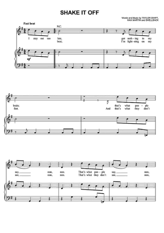 Taylor Swift Shake It Off score for Piano