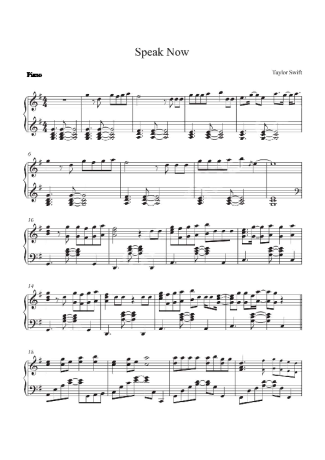 Taylor Swift Speak Now score for Piano