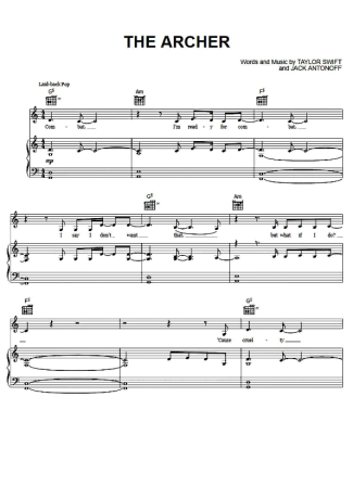Taylor Swift The Archer score for Piano