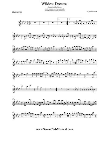 Taylor Swift  score for Clarinet (C)