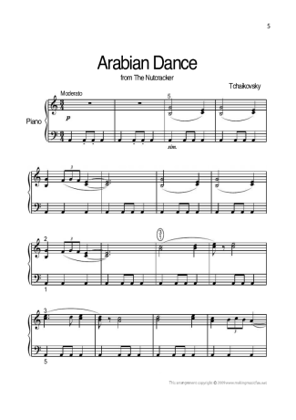Tchaikovsky Arabian Dance score for Piano