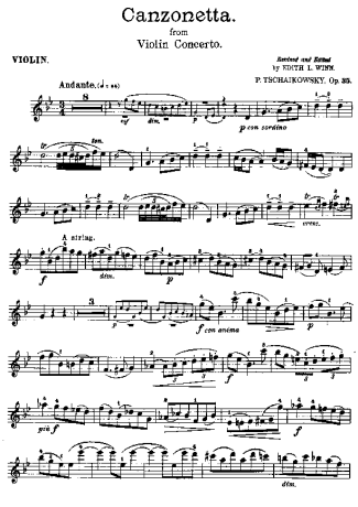 Tchaikovsky  score for Violin