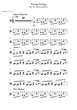 The All-American Rejects Swing Swing score for Drums