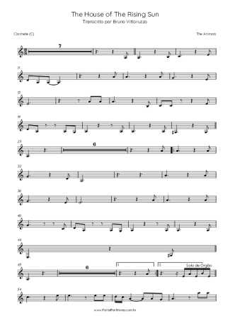 The Animals  score for Clarinet (C)