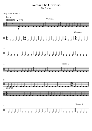 The Beatles Across The Universe score for Drums