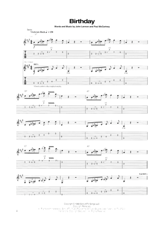 The Beatles Birthday score for Guitar