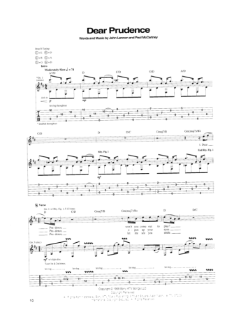 The Beatles Dear Prudence score for Guitar