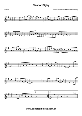 The Beatles Eleanor Rigby score for Violin