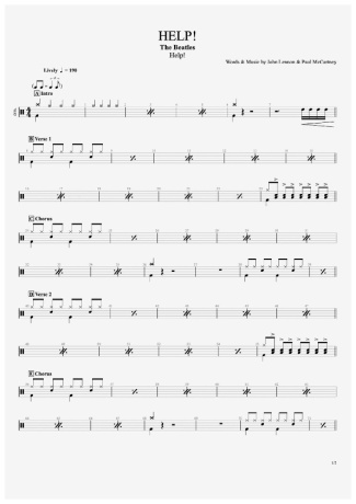 The Beatles Help! score for Drums