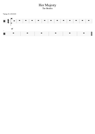 The Beatles Her Majesty score for Drums