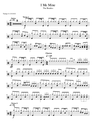 The Beatles  score for Drums