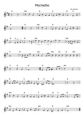 The Beatles Michelle score for Keyboard