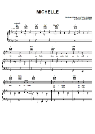 The Beatles Michelle score for Piano