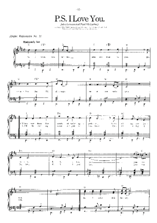 The Beatles P.S. I Love You score for Piano