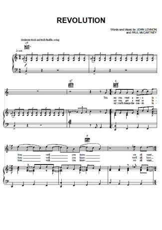 The Beatles Revolution score for Piano