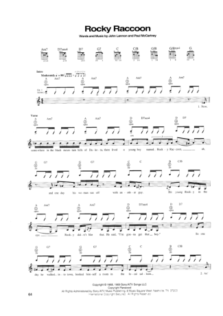 The Beatles Rocky Raccoon score for Guitar