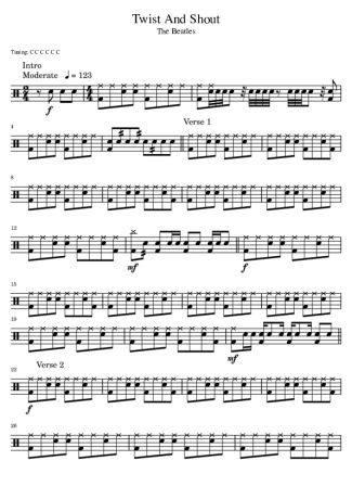 The Beatles Twist And Shout score for Drums