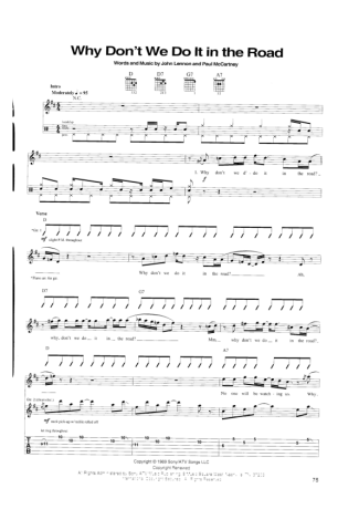 The Beatles Why Dont We Do It In The Road score for Guitar