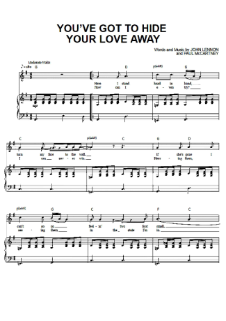 The Beatles You´ve Got To Hide Your Love Away score for Piano