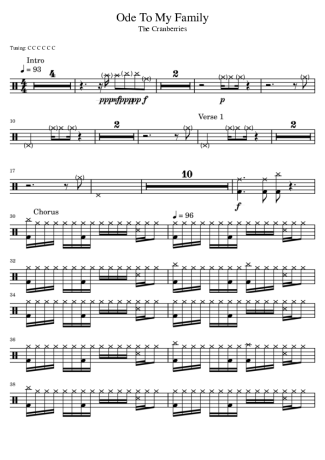 The Cranberries Ode To My Family score for Drums