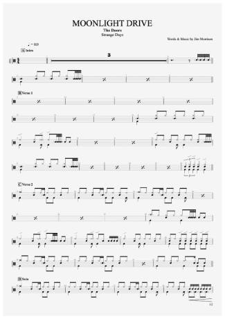 The Doors Moonlight Drive score for Drums