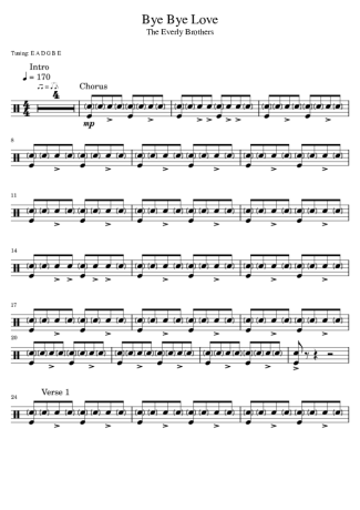 The Everly Brothers Bye Bye Love score for Drums